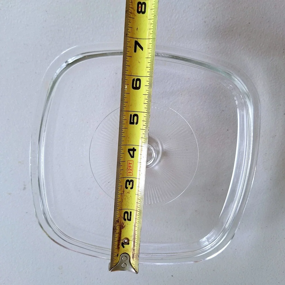Vintage Pyrex A-7-C Clear Glass Square Casserole Lid 7 Inch Sunburst Design